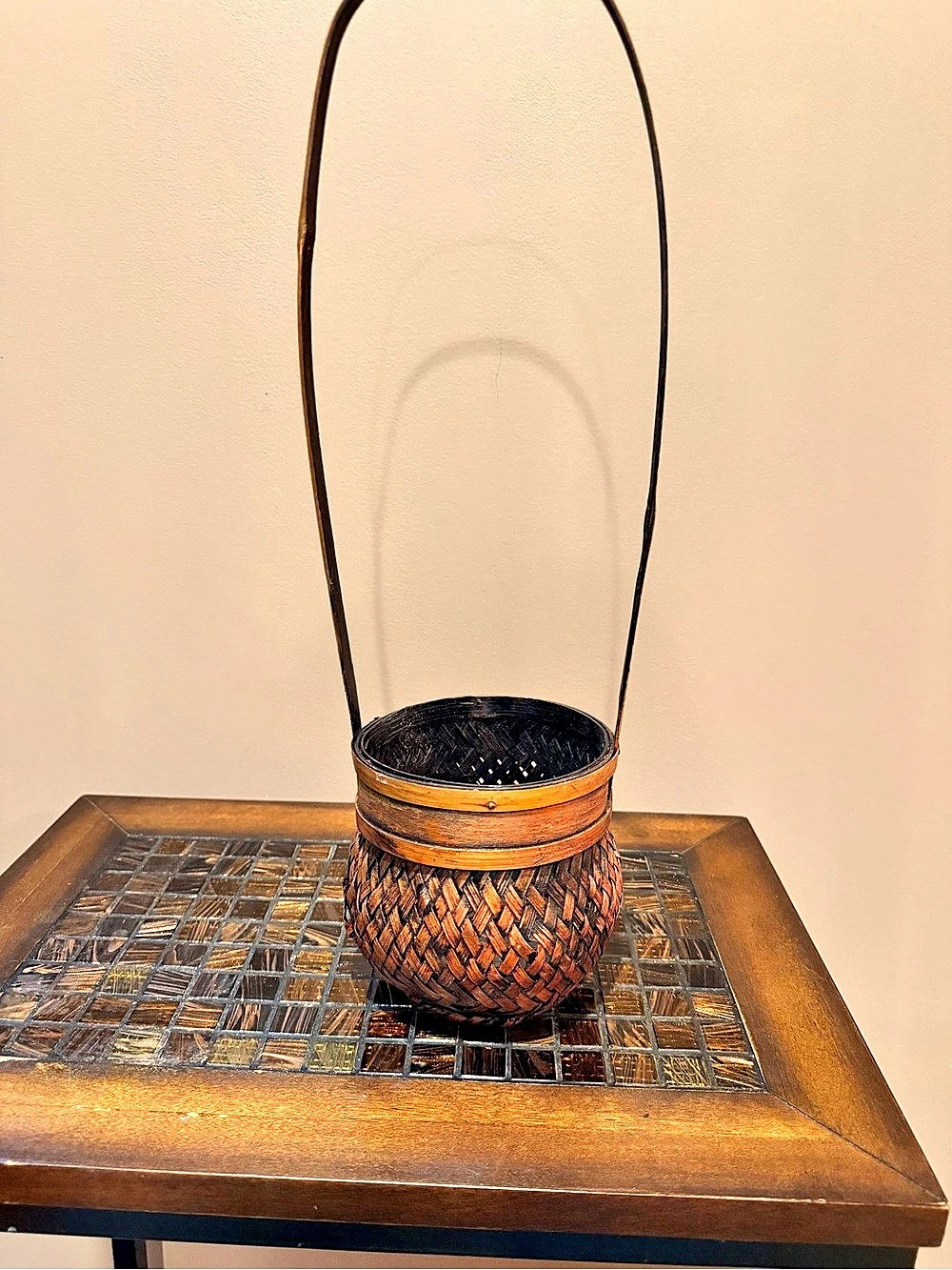 Vintage Woven Bamboo Basket